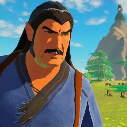 Image similar to Steven Seagal in The Legend of Zelda Breath of the Wild