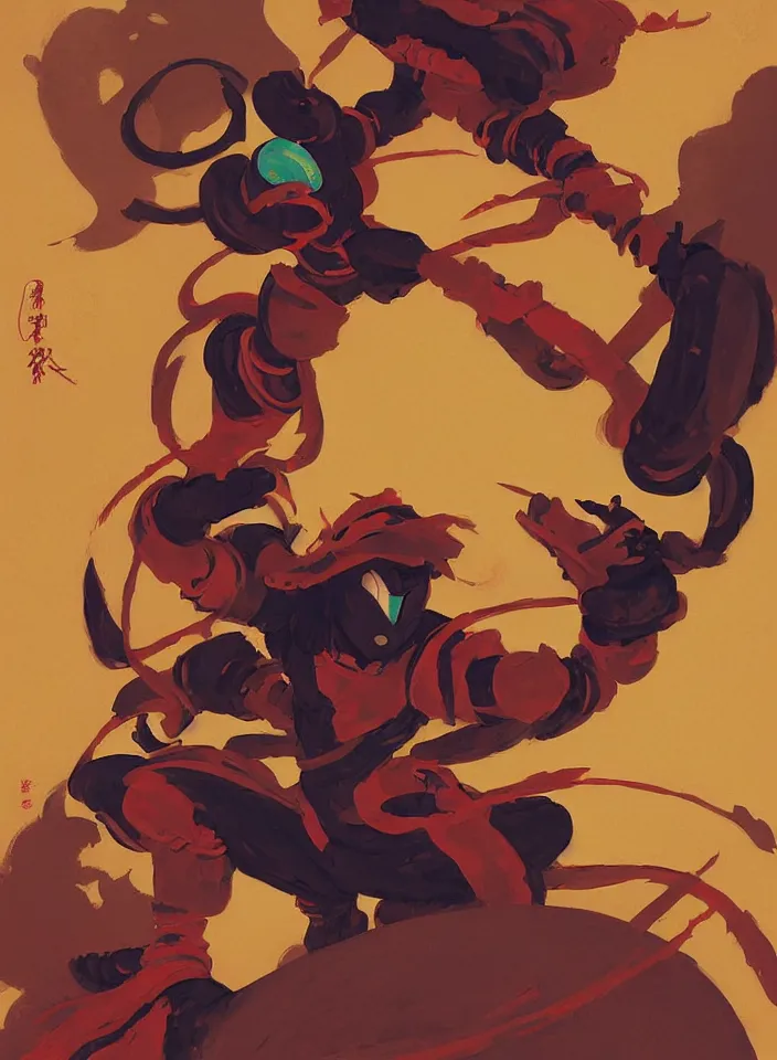 Image similar to orientalist painting of a ninja shaman, in the style of syd mead, jeremy cowart, concept art in the style of megaman x zero by greg rutkowski, by greg tocchini, by james gilleard, by joe fenton