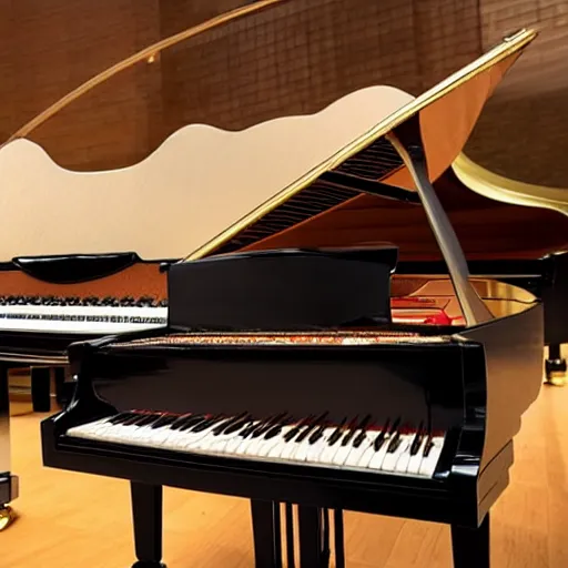 Prompt: a photo of a grand piano with the feet and tail of a cat, realistic, in a concert hall.