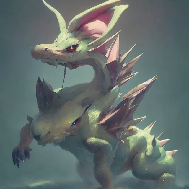 Image similar to a beautiful portrait of a cute pokemon dragon. character design by cory loftis, fenghua zhong, ryohei hase, ismail inceoglu and ruan jia. artstation, volumetric light, detailed, photorealistic, fantasy, rendered in octane