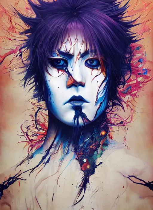 Prompt: beautiful portrait of Ichigo from Bleach, by Tristan Eaton, Stanley Artgermm, Tom Bagshaw, Greg Rutkowski, Carne Griffiths. trending on DeviantArt, face enhance, hyper detailed, trending on Artstation, 8k, masterpiece, graffiti paint, fine detail, full of color, intricate detail, golden ratio illustration