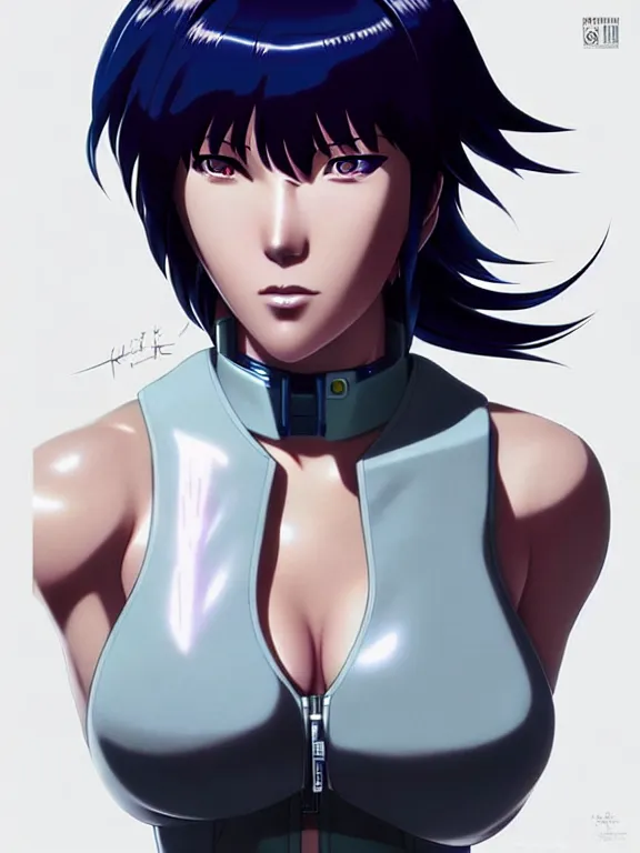 Image similar to a fullbody portrait of motoko kusanagi ghost in the shell, finely detailed features : : gits sac twenty forty five netflix : : by ilya kuvshinov, rossdraws, artgerm, sola digital arts, production ig, anti aliasing, raytracing : :