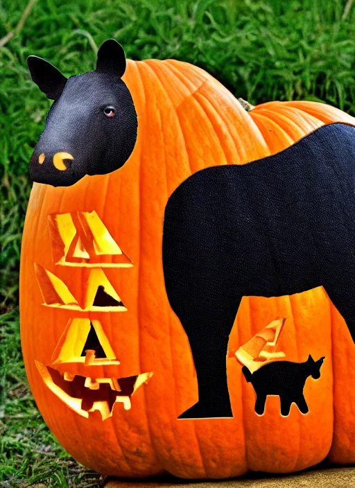 Image similar to tapir animal as a pumpkin, animal tapir, vegetable, pumpkin