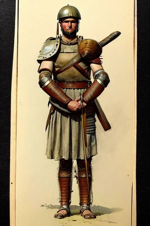 Prompt: (((((1950s roman legionary . muted colors.))))) by Jean-Baptiste Monge !!!!!!!!!!!!!!!!!!!!!!!!!!!