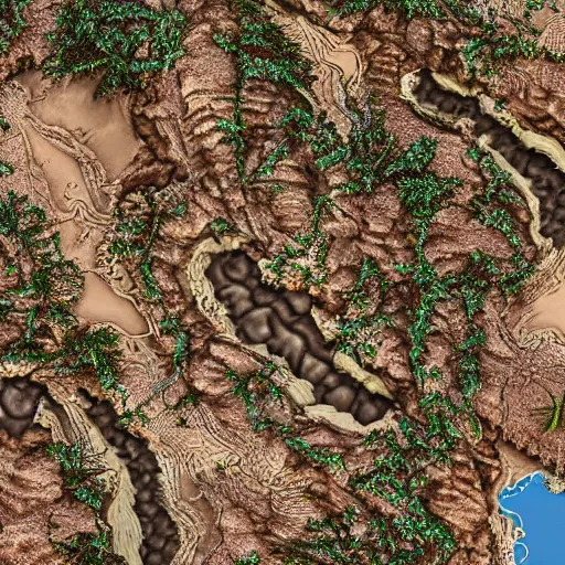 Prompt: drone footage dessert, closeup straight river, topview map, miniature photography closeup, h0, 1:87, riverbed, highly detailed, satellite image, game map, anno 1404, civilization, by tim hildebrandt, by rhads, megascans texture