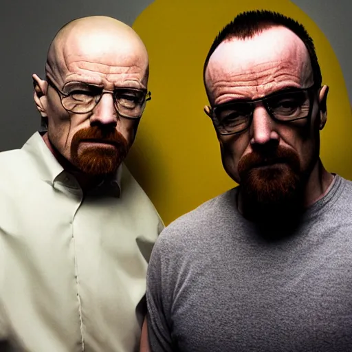 Image similar to walter white and jessie pinkman in gus frings underground laboratory