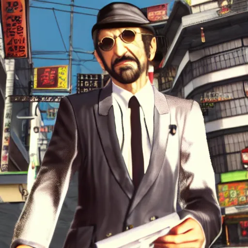 Prompt: 1 9 8 5 ringo starr in yakuza 0, in game screenshot