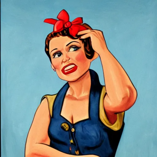 Image similar to a portrait of Rosie the riveter