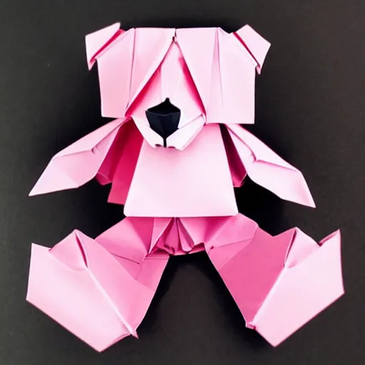 Prompt: an origami bear in cartoon style