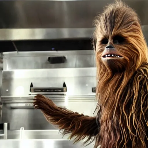 Prompt: Chewbacca with a chefs hat on