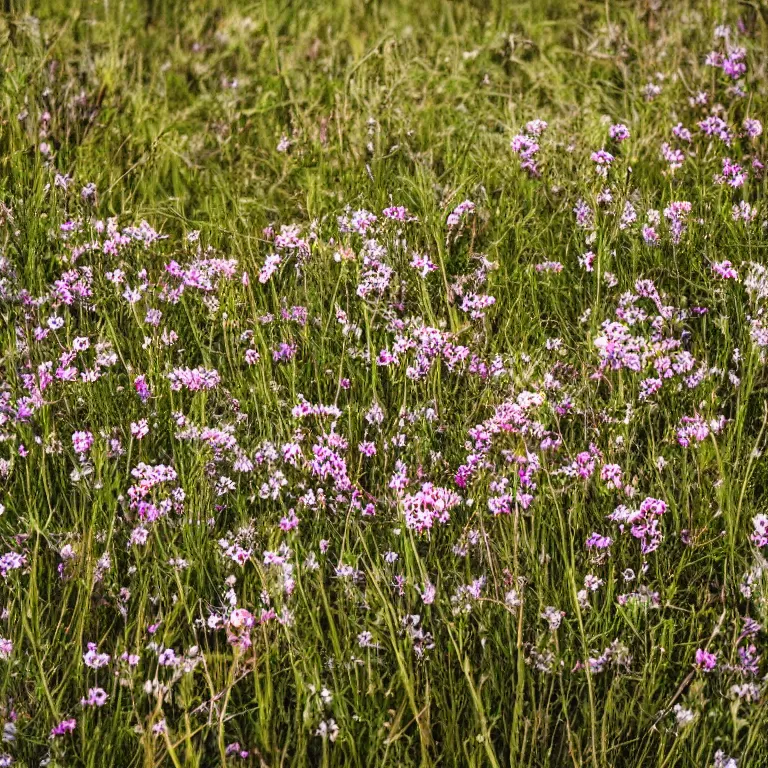 Prompt: atmospheric illustration of decaying bones in a meadow of flowers