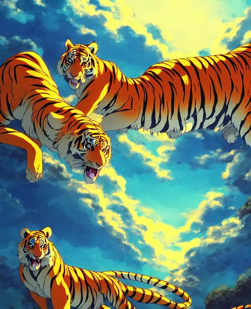 tiger in a forest, anime fantasy illustration by | Stable Diffusion