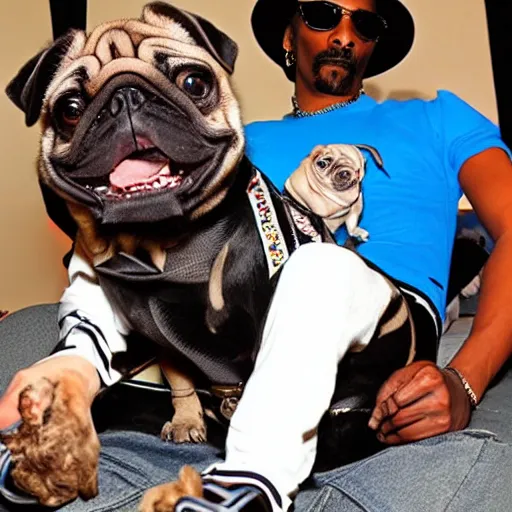 Prompt: snoop Dogg riding a pug