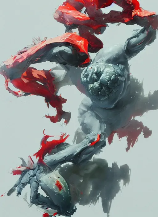 Image similar to semi reallistic gouache gesture painting, by yoshitaka amano, by ruan jia, by Conrad roset, by dofus online artists, detailed anime 3d render watermelon monster, watermelon terrible monster, antrophomorfic watermelon, portrait, cgsociety, artstation, rococo mechanical, Digital reality, sf5 ink style, dieselpunk atmosphere, gesture drawn