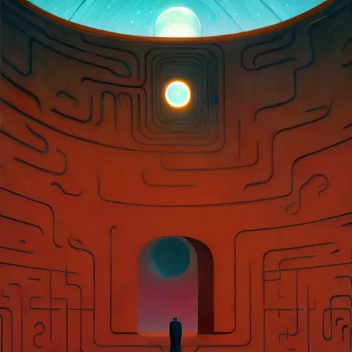 Prompt: a maze head portal to interstellar space galaxy, very coherent, painted by Edward Hopper, Wayne Barlowe, painted by James Gilleard, airbrush, art by JamesJean