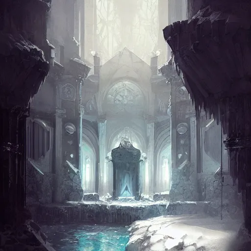 Image similar to Palace made of ice, concept art, by Greg Rutkowski, artstation