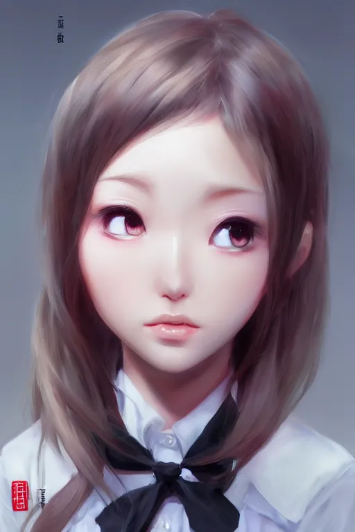 Image similar to 3d dark infrared octane render large concept art by D. Jun, by Mo Xiang Tong Xiu, by Igarashi Daisuke, beauty anime schoolgirl with cute detailed face in Japanese school clothes. cute face. wide angle. dramatic light, trending on artstation, oil painting.