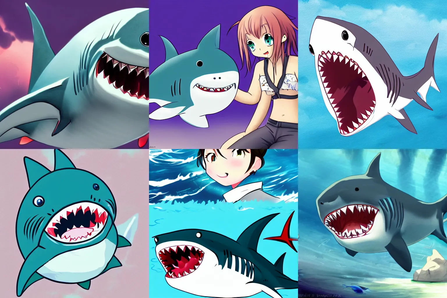 Prompt: A cute shark, anime, pixiv