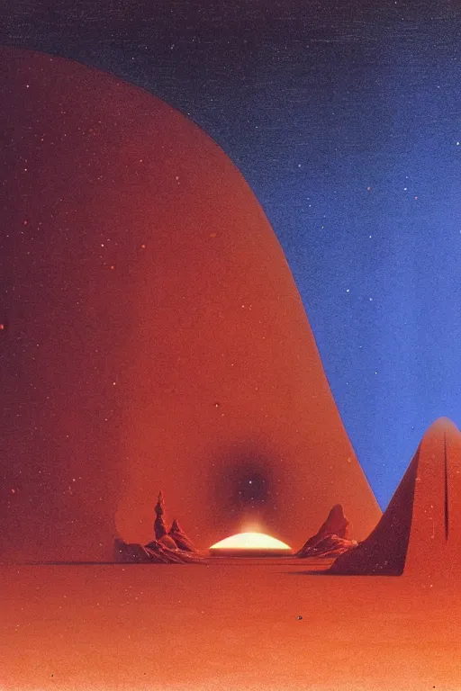 Image similar to otherworldly atmosphere of emissary mars by arthur haas and bruce pennington and john schoenherr, cinematic matte painting buildings by zaha hadid and james turrell in the mountains with falling snow