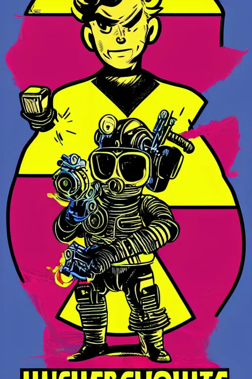 Image similar to fallout 7 6 retro futurist illustration art by butcher billy, sticker, colorful, illustration, highly detailed, simple, smooth and clean vector curves, no jagged lines, vector art, smooth andy warhol style