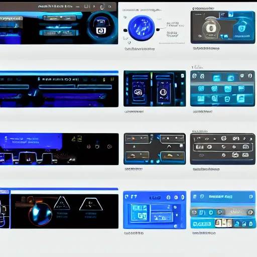 Prompt: star trek enterprise ui, big buttons, sci - fi ui, shiny surface ui, opaque ui, realistic