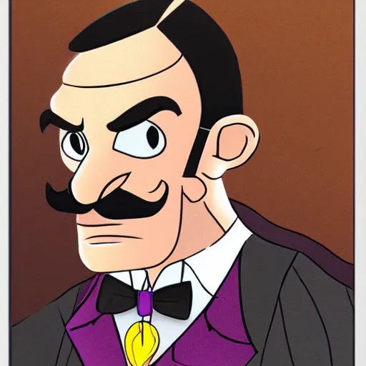 Prompt: waluigi as a mobster, tudor style portrait, highly detailed,