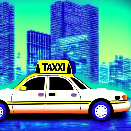 Image similar to taxi, vaporwave