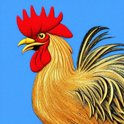 Image similar to a drawing of a rooster on a white background, a computer rendering by rosa bonheur, shutterstock, cloisonnism, photoillustration, sabattier filter, logo