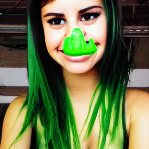 Prompt: photo of human celery with selena gomez face