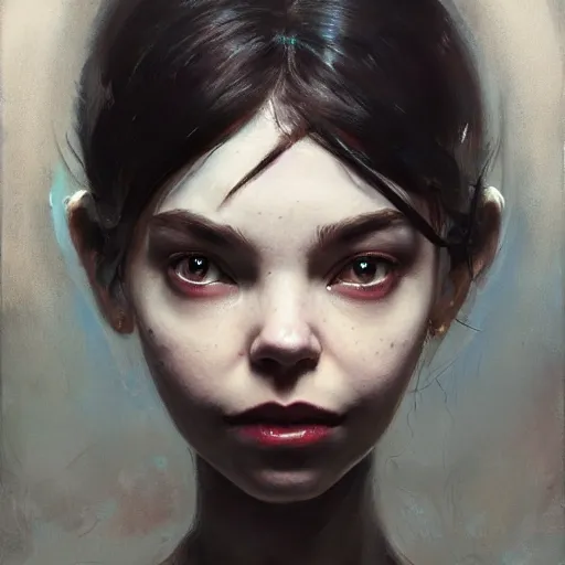 Image similar to expressive oil painting, alien dark fae girlboss based on jennifer connelly mixed with anya taylor - joy, bumpy mottled skin, big black feathered wings instead of arms, body horror, by yoshitaka amano, by greg rutkowski, by jeremy lipkinng, by artgerm, digital art, octane render