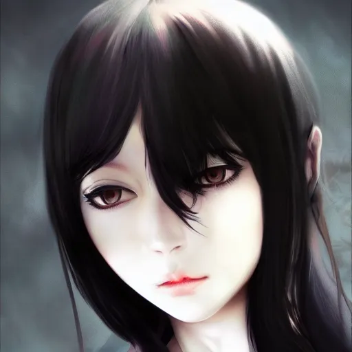 Image similar to heroine, beautiful, sui ishida with black hair, hyperrealistic, highly detailed, 8 k, a real photographic, digital art, character, realistic, full body portrait, artstation