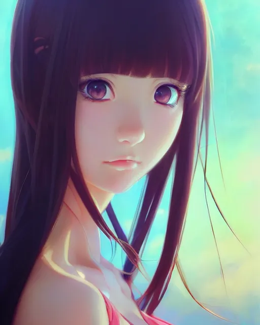 Image similar to !dream portrait Anime very very very cute girl, pretty face, realistic shaded Perfect face, fine details. Anime. realistic shaded lighting by Ilya Kuvshinov krenz cushart katsuhiro otomo ghost-in-the-shell, magali villeneuve, artgerm, rutkowski Jeremy Lipkin and Giuseppe Dangelico Pino and Michael Garmash and Rob Rey