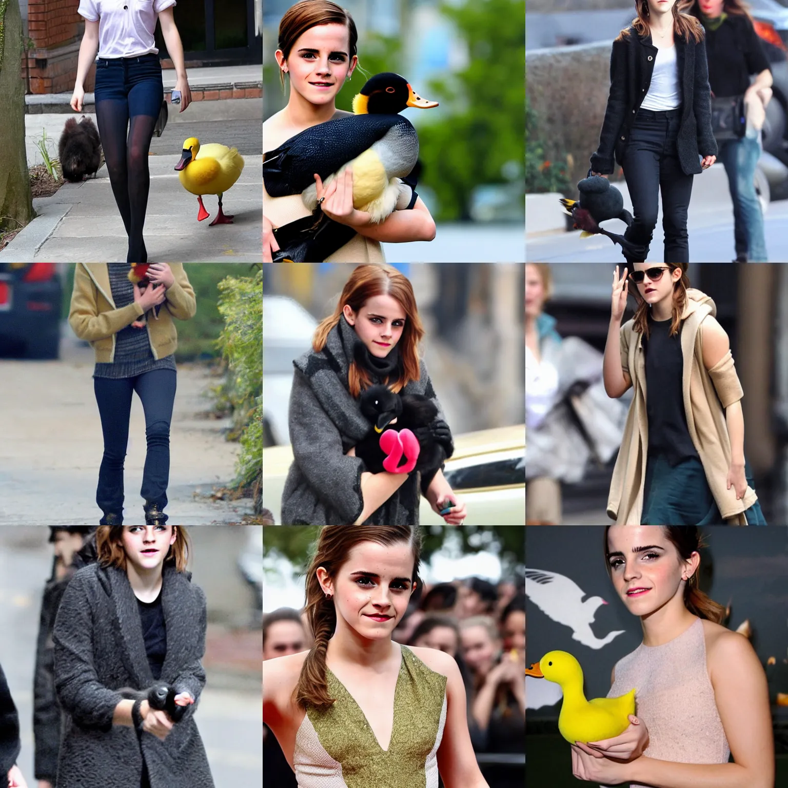 Prompt: emma watson holding a duck