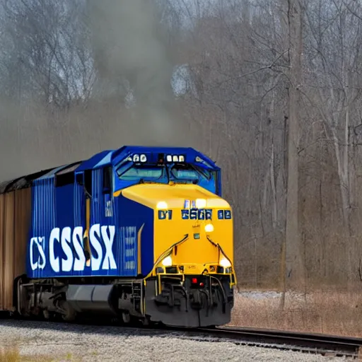 Image similar to csx locomotive running through walmart