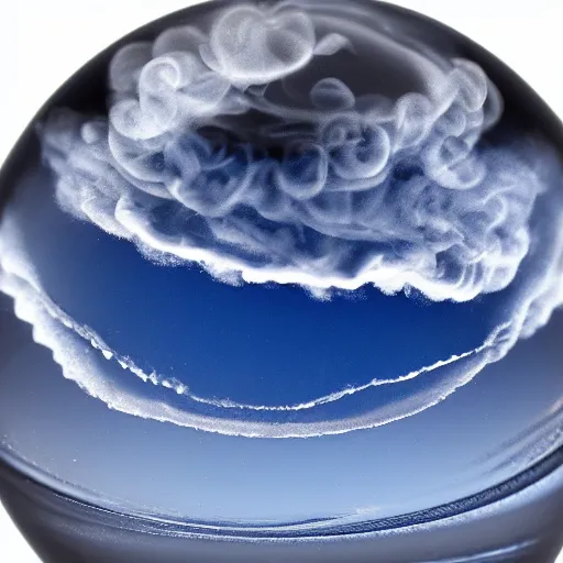 Prompt: “photograph of blue-smoke-filled glass ball, highly detailed, 8k”