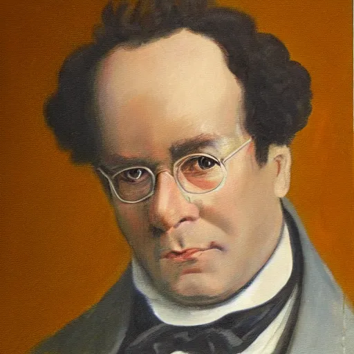 Image similar to realistic painting of old franz schubert at age 7 1, 1 / 4 headshot