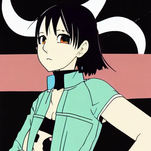 Prompt: side profile, pale - skinned anime girl, very white - skinned girl with black hair, cute face, black bob cut hair, short bangs, angry expression, cel - shading, 2 0 0 1 anime, flcl, jet set radio future, cel - shaded, strong shadows, vivid hues, y 2 k aesthetic