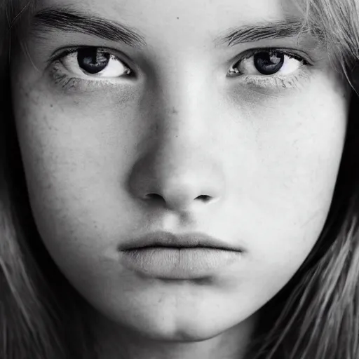 Prompt: a norwegian teenage girl, detailed, symmetrical face, symmetrical eyes, portrait lighting