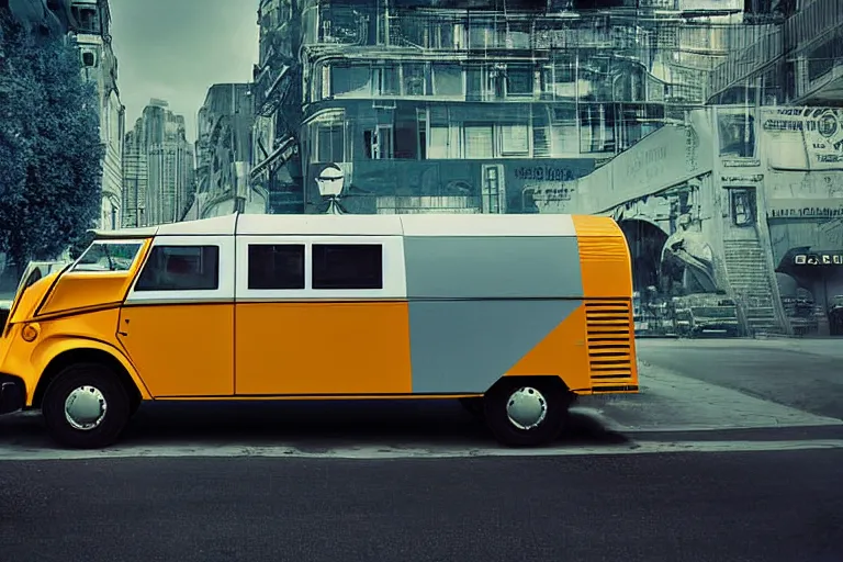 Prompt: futuristic concept citroen h van volkswagen, ektachrome photograph, volumetric lighting, f 8 aperture, cinematic eastman 5 3 8 4 film