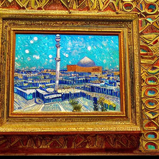 Image similar to painting of esfahan, iran, in the style of van gogh