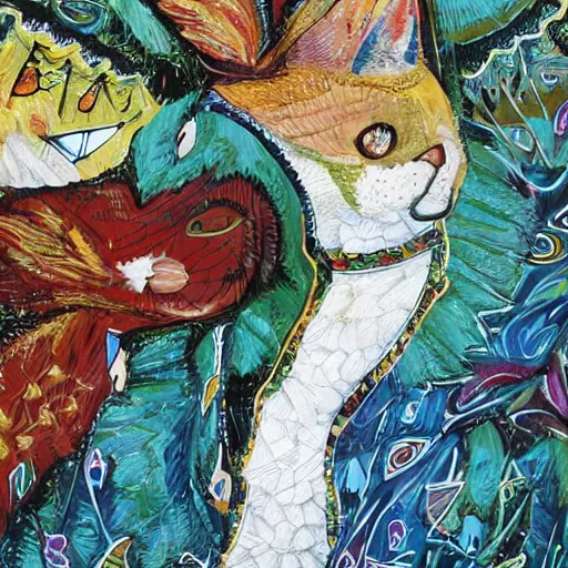 Image similar to a cat portrait by louis wain