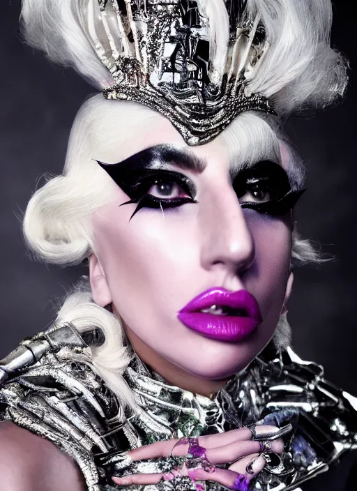 Prompt: lady gaga styled by nick knight posing ,drag themed, vogue magazine, Highly realistic. High resolution. Highly detailed. Dramatic. 8k.4k.