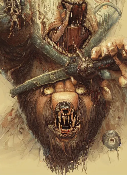 Image similar to portrait of Care Bear from Evil Dead (2013), intricate, highly detailed, centered, digital painting, artstation, concept art, smooth, sharp focus, illustration, artgerm, donato giancola, Joseph Christian Leyendecker, WLOP, Artgerm