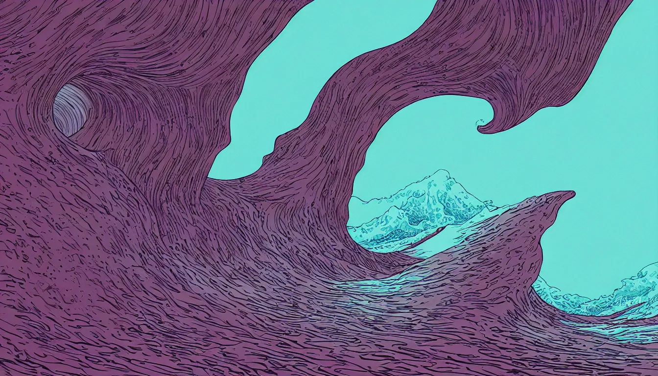 Image similar to ocean wave, land in sight by Kilian Eng, minimalist, detailed