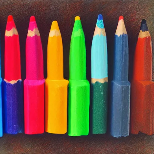 Image similar to crayola crayons shiv, full photo, photography, realistic