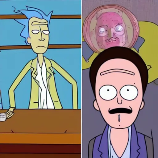 Image similar to johnny depp in rick and morty style