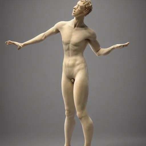 Image similar to renaissance full body philosophical sculpture, highly detailed, photorealistic portrait, bright studio setting, studio lighting, crisp quality and light reflections, unreal engine 5 quality render