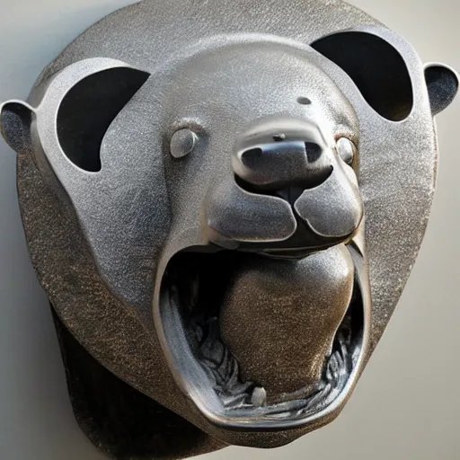 Image similar to metal sculpture of polar bear eating a seal