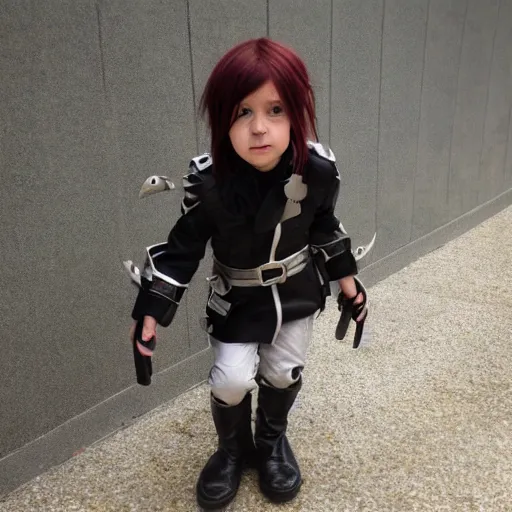 Image similar to child cosplaying as squall leonhart