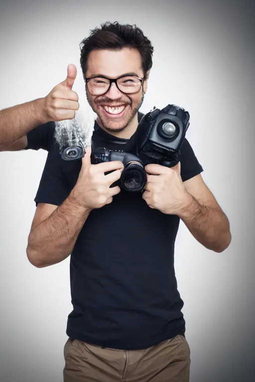 Image similar to happiest man in the world, wide grin, photograph portrait